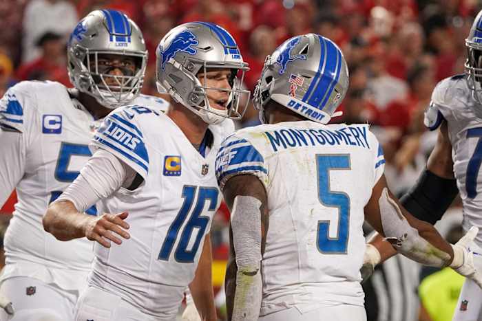 Detroit only scored two touchdowns on offense against Kansas City, but Jared Goff has a bevy of weapons at his disposal, including a pair of dual-threat running backs in the backfield.